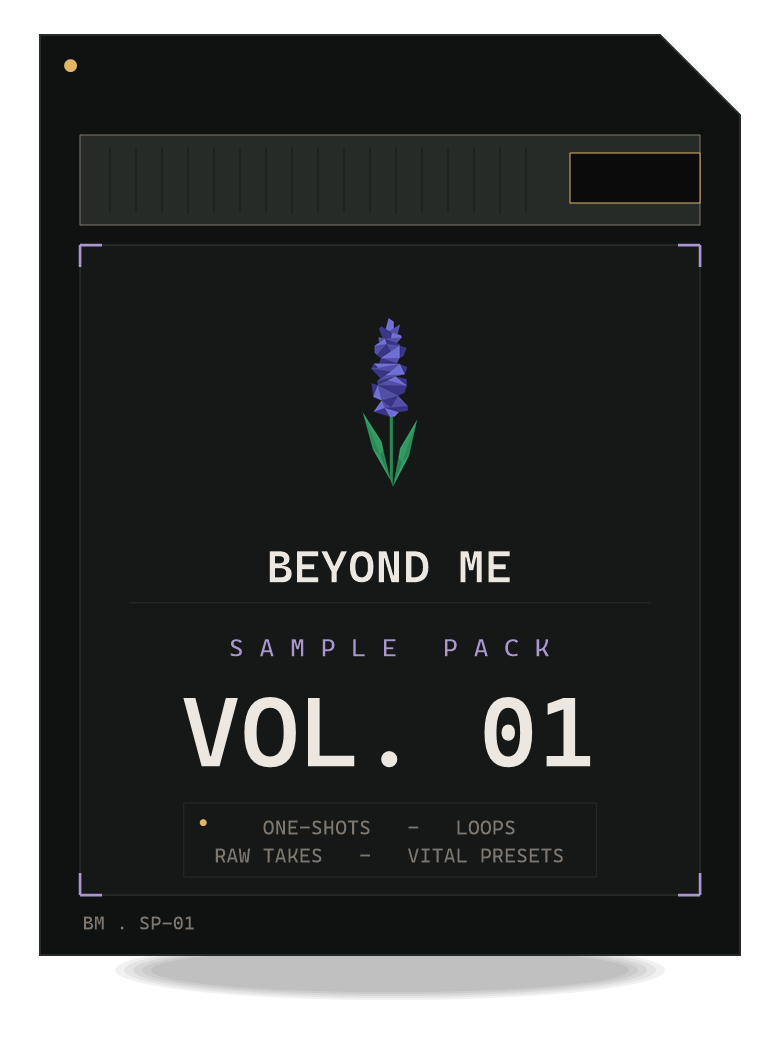 Beyond Me Sample Pack Vol. 01: one-shots, loops, raw takes and Vital presets