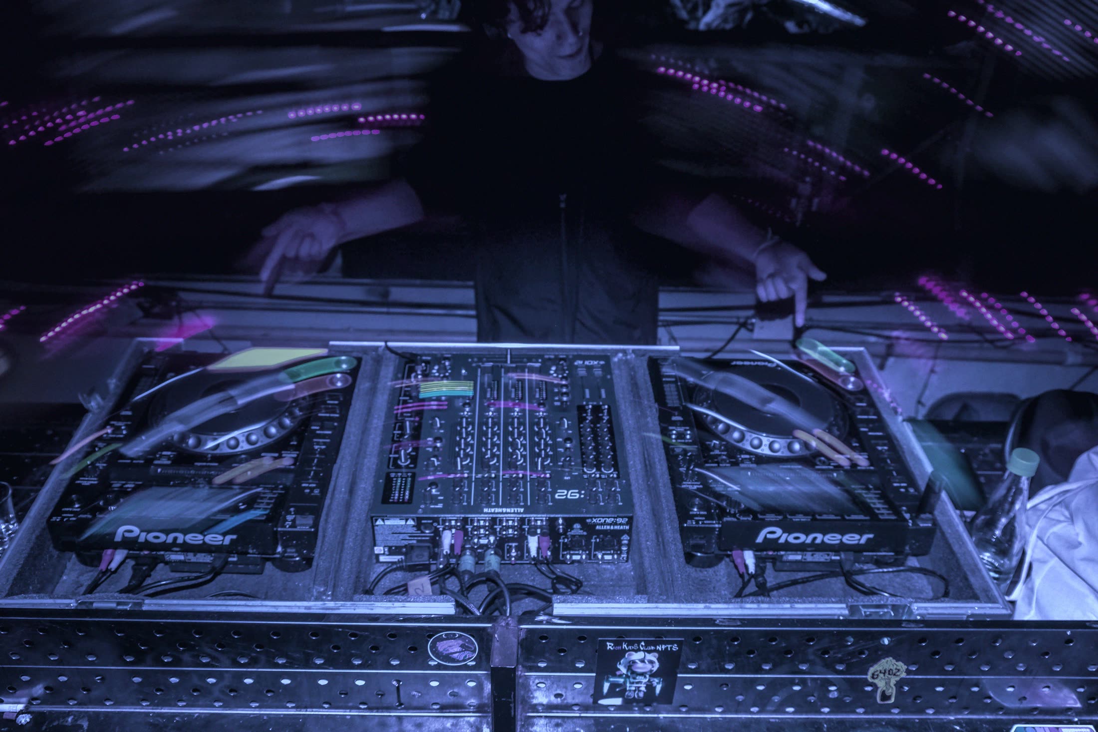 Overhead view of the decks at Kaputt Club, Bogotá